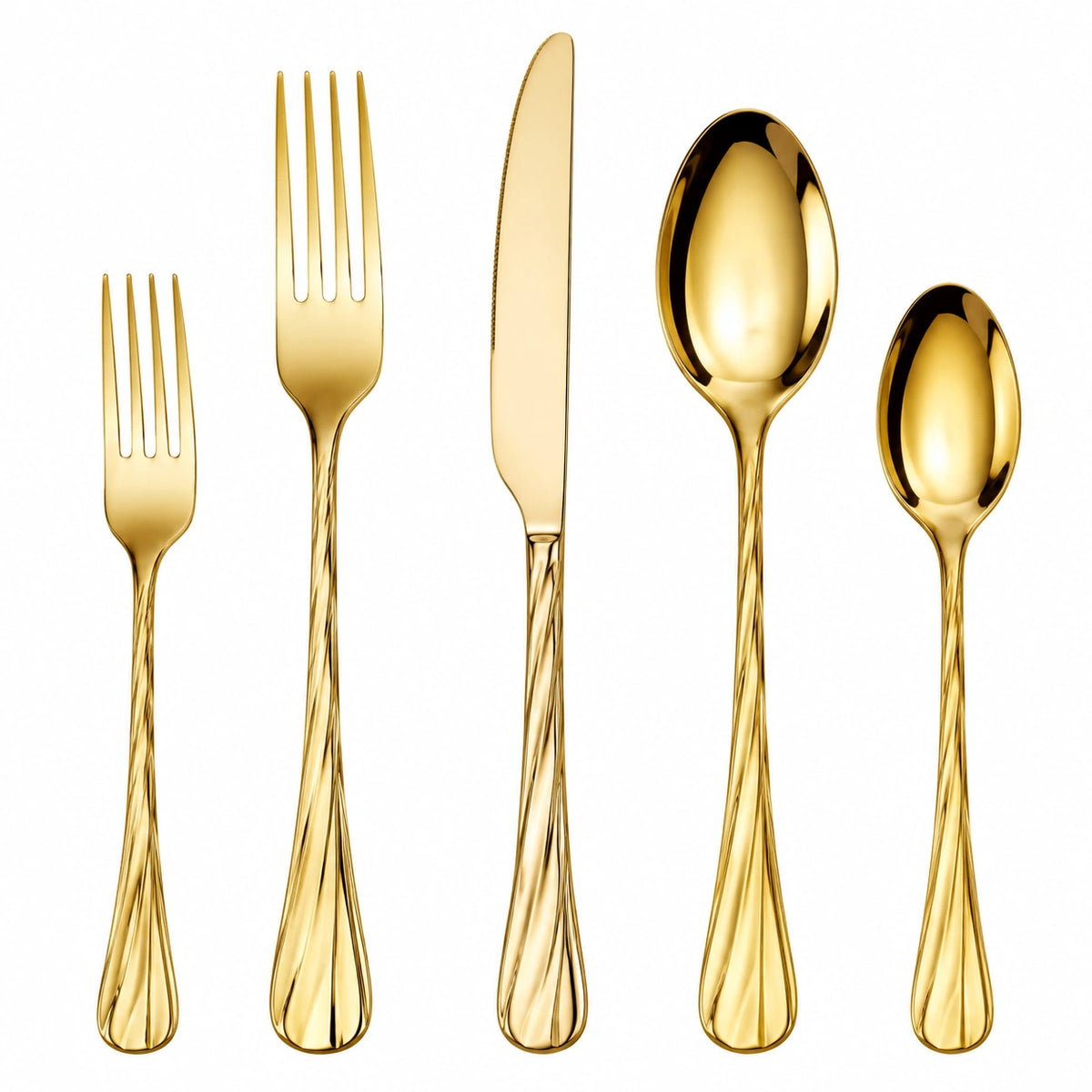 Besteckset 5-teilig Edelstahl Gold glänzend für den Esstisch