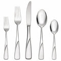 Besteckset 5-teilig Edelstahl Silber für den Esstisch mit geschwungenem Griff