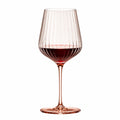 Rotweinglas 500 ml aus Glas Rosa Geripptes Stielglas