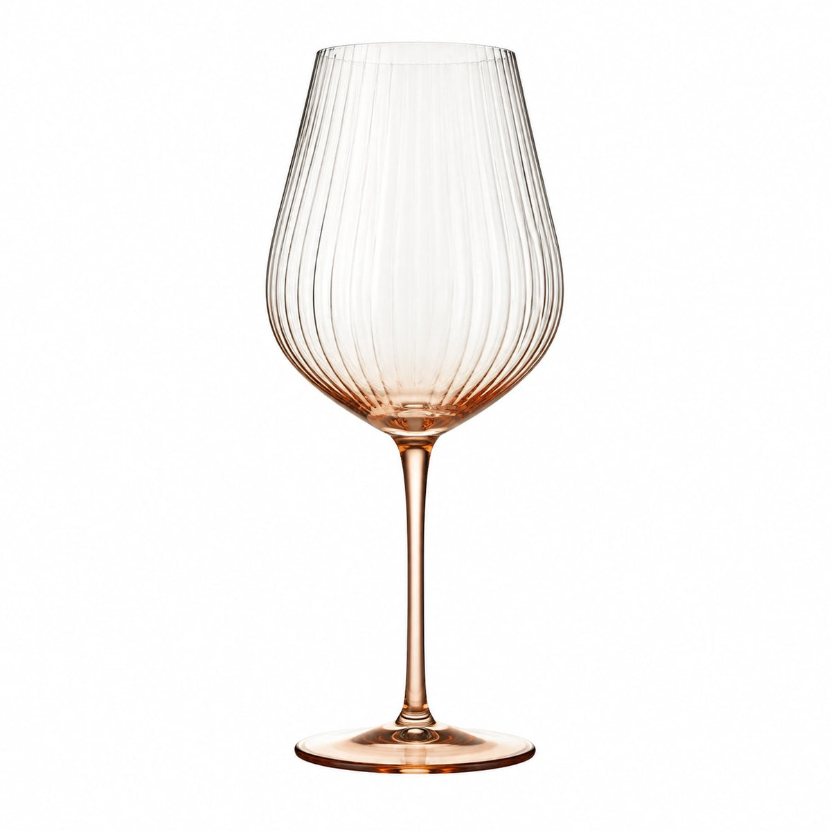 Weinglas 450 ml Glas Bernstein geripptes Stielglas