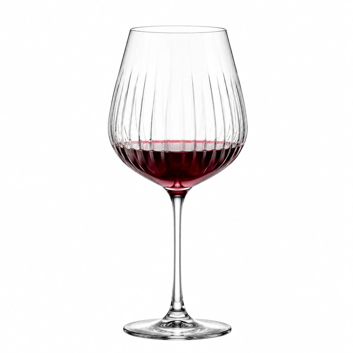 Weinglas 550 ml Glas transparent für Rotwein geripptes Stielglas