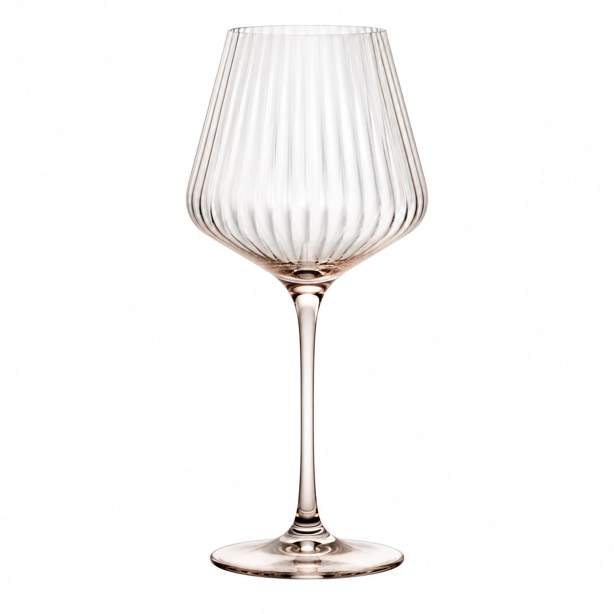 Weinglas 500 ml aus Glas Rosé gerippt für Rotwein mit Stiel