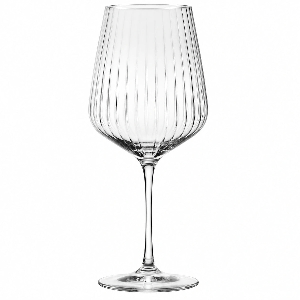 Weinglas 500 ml transparentes Glas geripptes Stielglas