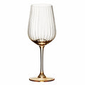 Weinglas 450 ml 24 cm aus Glas transparent bernsteinfarben gerippt mit Stiel