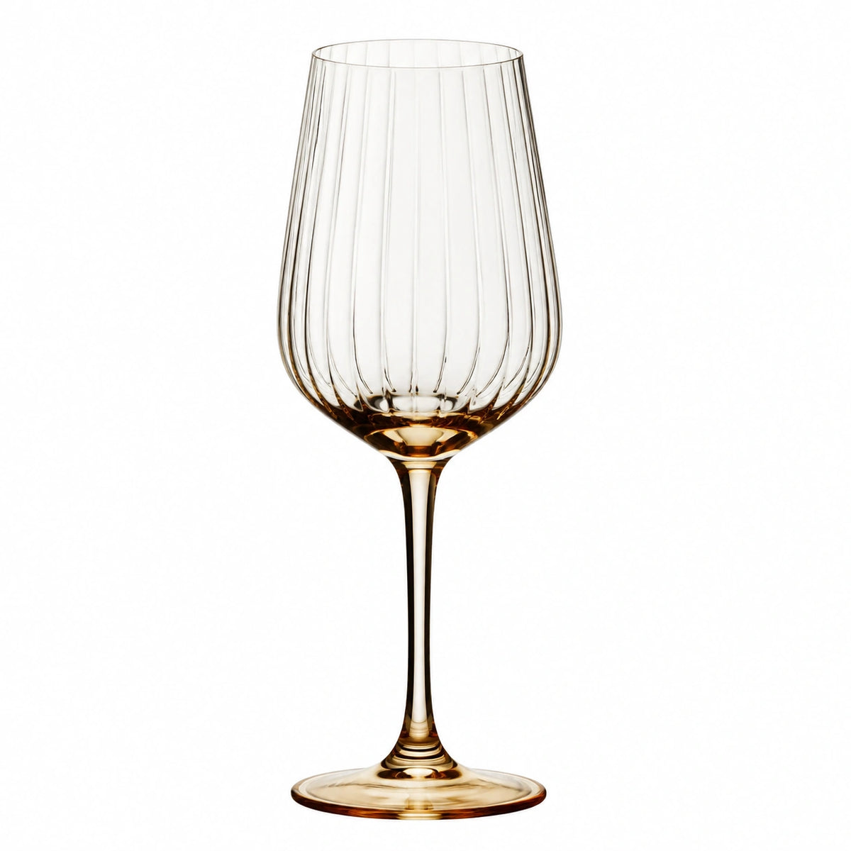 Weinglas 450 ml 24 cm aus Glas transparent bernsteinfarben gerippt mit Stiel