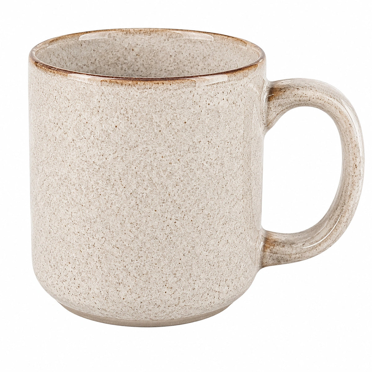 Keramiktasse 350 ml Beige mit gesprenkelter Glasur und Henkel