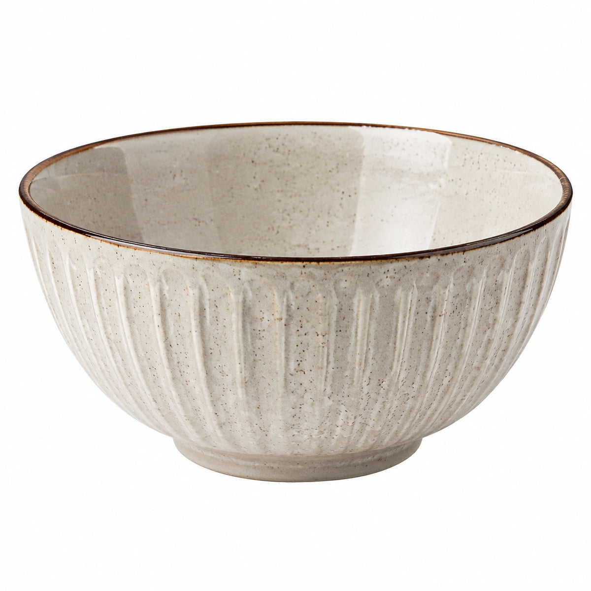 Keramikschüssel 18 cm Cremebraun mit geriffelter Oberfläche