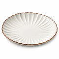 Servierplatte 32 x 24 cm Keramik Weiß/Braun Muschelform