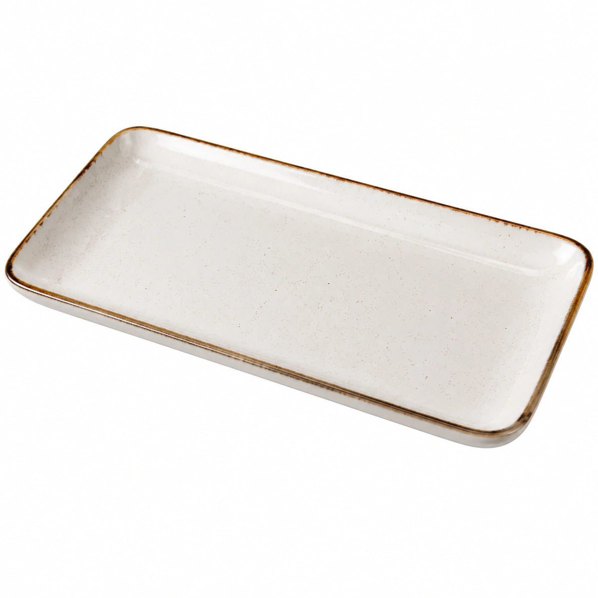 Servierplatte 30 x 20 cm aus Keramik in Cremeweiß rechteckig
