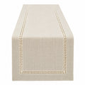 Tischläufer 180 x 40 cm aus Leinen in Beige mit Hohlsaum für Esstische