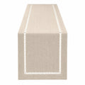 Tischläufer 40 x 180 cm aus Textil in Beige mit Hohlsaum-Bordüre