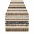 Tischläufer 180 x 30 cm aus Textil in Creme Braun Schwarz mit gewebtem Streifenmuster